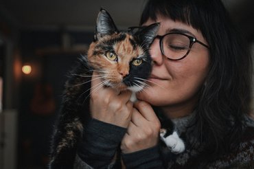 gazdi öleli a kalikó macskáját